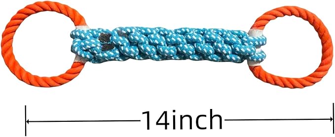 Dog Rope Toy for Large Dogs, Orange & Blue Braided Rope with Round Handles, Durable Dog Chew Toys for Aggressive Chewers, Ideal Big Dog Toys for Tug of War Dog Toy & Teeth Cleaning