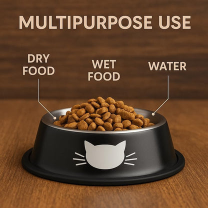 2 Pack Printed Stainless Steel Cat Bowls – 8.1 fl oz Anti-Skid Food & Water Cat Feeding Bowls|Cat Dish for Food and Water Bowl|Cat Feeding Bowl for Kitten (Black & Orange) - Image 5