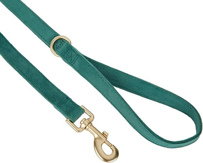 Soft Corduroy Fibric Dog Leash, 5 Feet Length Lead with Heavy Duty Rotating Hook, for Small Medium Dogs.(S,Green)