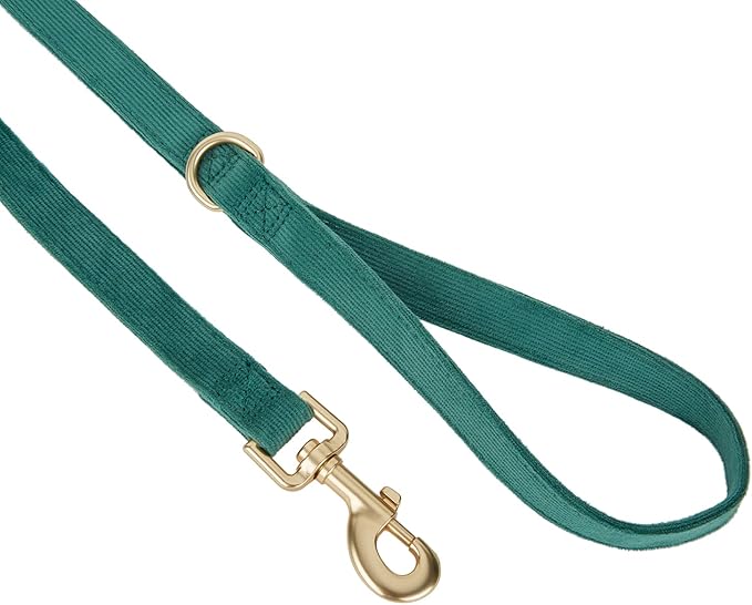 Soft Corduroy Fibric Dog Leash, 5 Feet Length Lead with Heavy Duty Rotating Hook, for Medium Large Dogs.(M,Green)