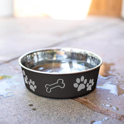 Loving Pets Bella Dog Bowls- Stainless Steel Dog & Cat Bowls - Spill Proof Dog Food Bowl, Cat Bowl, Puppy Essentials & Pet Supplies Great for Home & Travel (Medium 20-35 lbs, Espresso)
