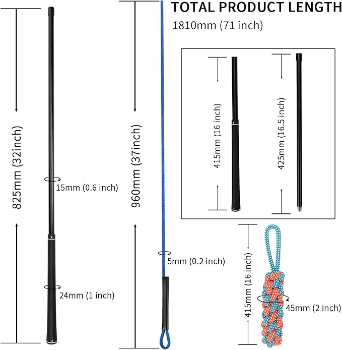 Flirt Pole Dogs Interactive Dog Toys for Large、Medium and Small Dogs for Chasing、Tug of War, Dog Chew Toys with Springs for Outdoor Exercise and Training