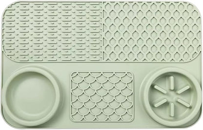 Cat Dog Slow Feeder Set Textured Slow Lick Mat & Drumstick Puzzle Toy Food Grade Silicone Easy to Clean Anti-Slip Base Pet Accessories (Mat-6 2pcs)