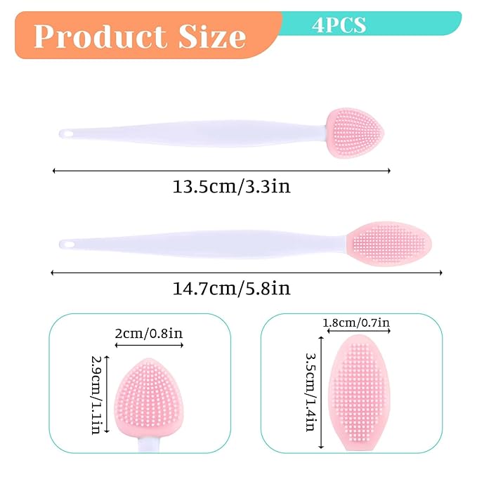 4Pcs Cat Acne Chin Treatment, Cat Acne Brush Set, Black Seed Exfoliating Brush, Dual Sided Silicone Cat Brush, for Cats Chin Acne and Blackhead Exfoliation