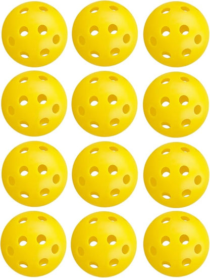 12Pcs Cat Ball Toy, Low Noise No Bells Holey Plastic Cat Balls, Funny Interactive Cats Toys for Indoor Cats, Firm Toy Balls for Kitten Puppy Ferret Bird (1.65", Yellow)