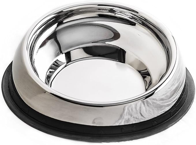 Enhanced Pet Bowl – Slanted Stainless Steel Dog Bowl for Breeds Like Bulldogs, Pugs – Raised Back, No-Spill, Reduces Gas & Mess – Medium Size, Non-Slip, Food-Grade - Does Not Ship from China