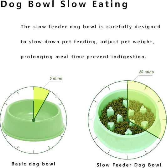 Slow Feeder Dog Bowl, Dog Bowl Slow Eating,Small Dog Feeder Slow,Dog Dishes to Slow Down Eating for Small and Medium Dogs (Green3)