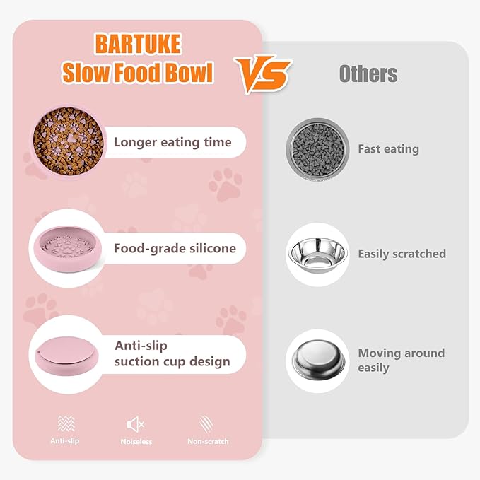 Dog Lick Bowl, Slow Feeder Dog Bowl Licking Mat for Small to Large Dogs, BPA-Free Non-Slip Silicone Slow Feeder Treat Dispenser for Anxiety Relief, Freezer & Dishwasher Safe (Pink, 8.2"×2")