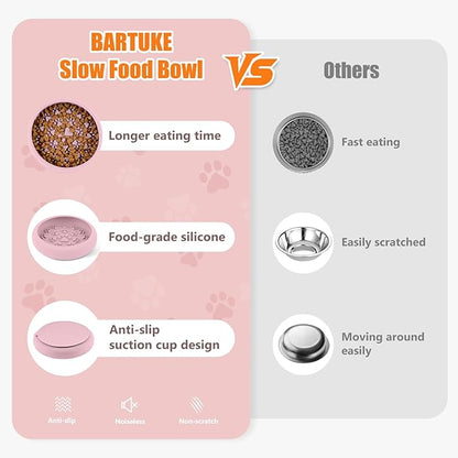 Dog Lick Bowl, Slow Feeder Dog Bowl Licking Mat for Small to Large Dogs, BPA-Free Non-Slip Silicone Slow Feeder Treat Dispenser for Anxiety Relief, Freezer & Dishwasher Safe (Pink, 8.2"×2")