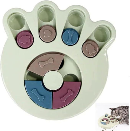 Anti-Choking Interactive Puzzle Toy for Slow Dispensing Feeding for Pets, 2023 New Dog Puzzle Toys, Dog/Cat Food Puzzle Feeder, Dog Stimulation Toys for Small and Medium-Sized Dogs (Green, Pawprint)