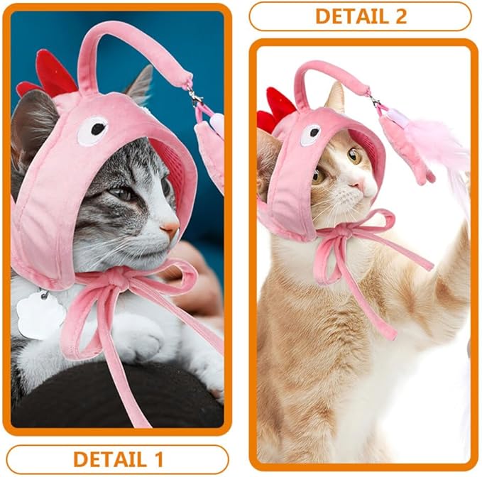 POPETPOP Cat Wand, Cat Wand Interactive Head Mounted Hats for Indoor Kitten or s