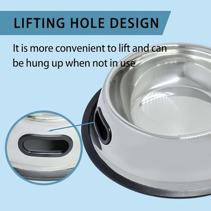 SHSlumex 2Packs Stainless Steel Pet Bowl with Anti-Skid Rubber Base for Small/Medium/Large Pet, Perfect Dish, Dogs Feeder and Water Choice Puppy Cat Kitten