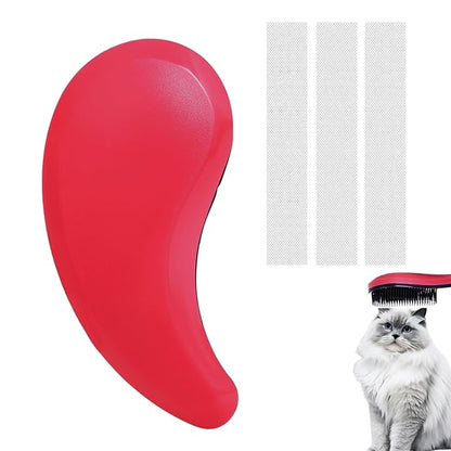 Cat Brush for Shedding - Perfect Grooming Tool for Long-Haired Cats | Deshedding & Hair Remover for Indoor Pets (Rose Red)