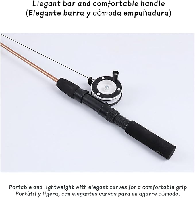Retractable teaser cat stick, extra long fish & feather decorative cat fishing pole shape teaser cat stick, cat feather interactive toys, toys are replaceable, adjustable line length. (Clownfish)