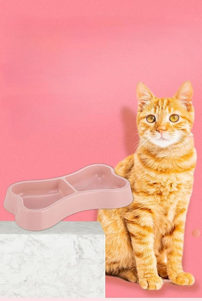 2pcs Lightweight Smal Plastic Food and Water Pet Bowls Dog Feeding Bowls Cat Storage Bowl（Pink,Grey）