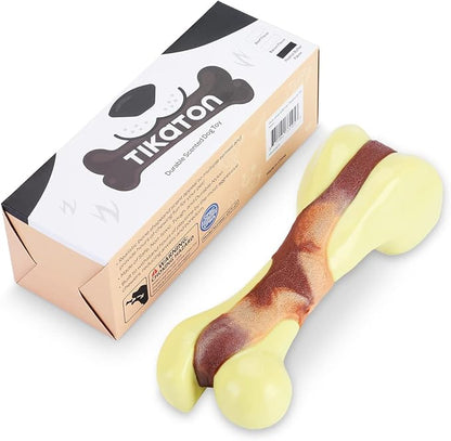 Tikaton Dog Chew Toys for Aggressive Chewers, Peanut Butter Flavor Durable Dog Teething Chew Toys Bones for Large/Medium/Small Puppies