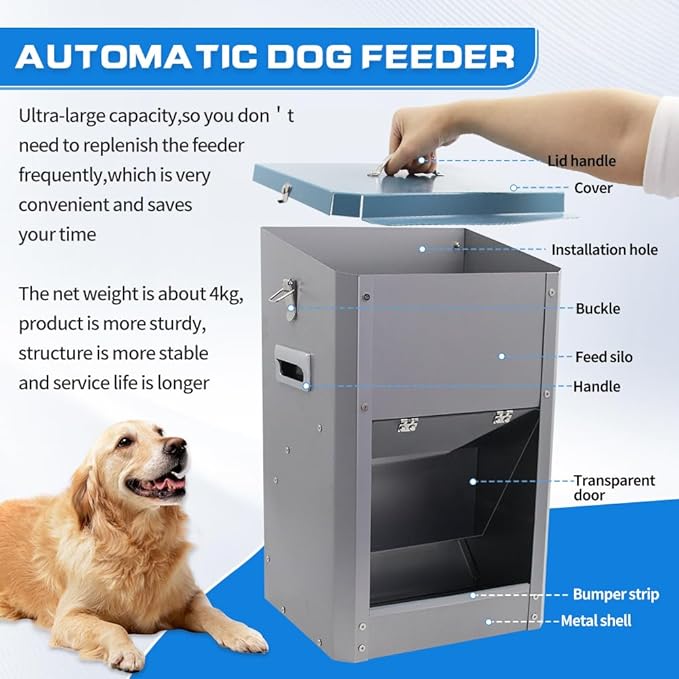 Automatic Dog Feeder 30lb Large Gravity Pet Food Dispenser Hanging for Outdoor and Indoor