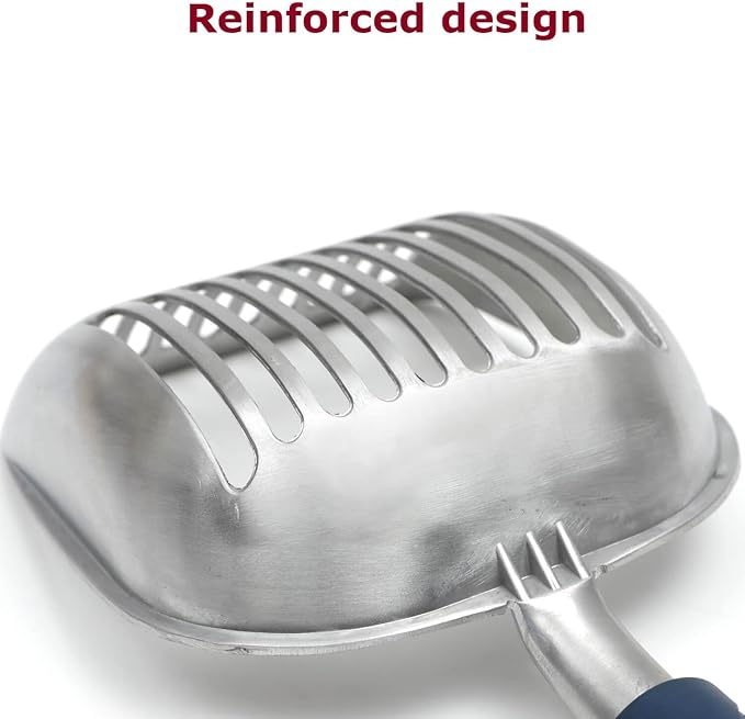 Cat Litter Scoop, Kitty Metal Scooper, Aluminum Alloy Sifter, Kitten Pooper Lifter, Deep Shovel, Long Handle, Poop Sifting, Durable, Heavy Duty, for Litter Box