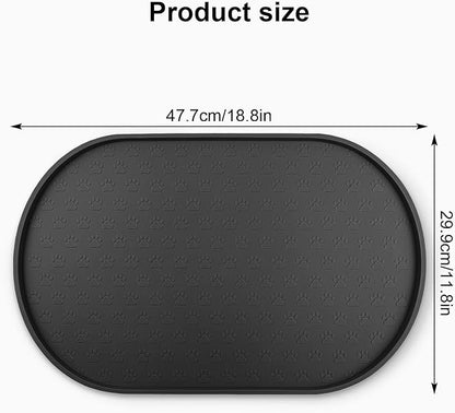 KPWACD Pet Feeding Mat for Dogs and Cats, Silicone Dog Placemat Non-Slip Waterproof Bowl Mats Prevent Food and Water Overflow, High-Lips Puppy Dish Tray Mat Suitable for Large Medium Small Pets, Black