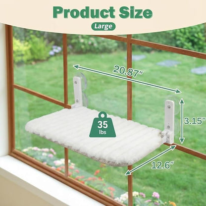 Smttzion Cat Window Perch for Large Cats, Heavy Duty Window Hammock Seat with Strong Suction Cups, Foldable Cat Window Box Bed for Indoor Cats