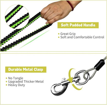 Heavy Duty Dog Leash, Chew Proof Metal Leash for Large Dogs (Up to 250lbs), WireRope Dog Leashes with Soft Silicone Grip (Grey, 5 FT)