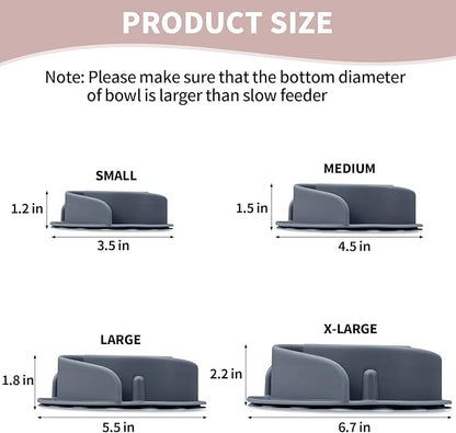 Slow Feeder Dog Bowls Insert, Bestalk Soft Silicone Slow Eating Feeder Insert with Suction Cups for Small, Medium and Large Dogs, Fit into Basic and Elevated Dog Bowls, Grey