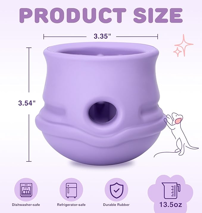 Dog Enrichment Toys to Keep Them Busy, Treat Dispensing Dog Toy, Slow Feeder-Swinging Stuffable & Anxiety Relief & Nature Rubber & Gentle to teeth, Interactive Dog Toys - Dishwasher Safe, Purple, M