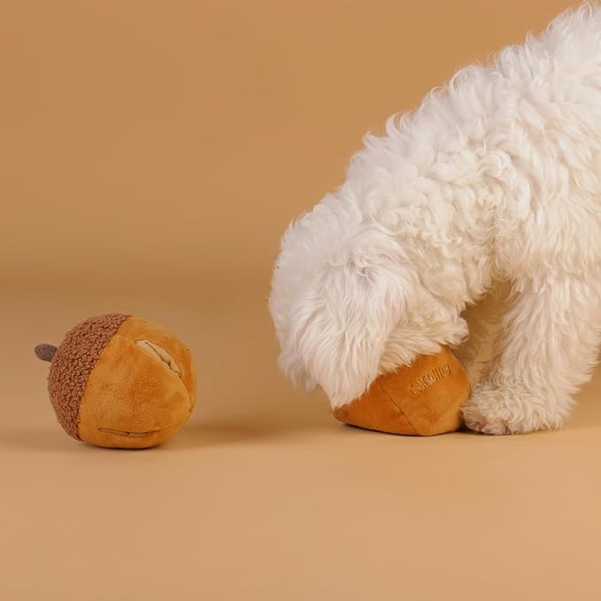 CHEWFFON Interactive Plush Dog Toy, Enrichment Crinkle Treat Puzzle Toys for Boredom and Stimulating, Acorn Shaped Snuffle Dog Toys, Hide and Seek Toy for Small, Medium and Large Dogs