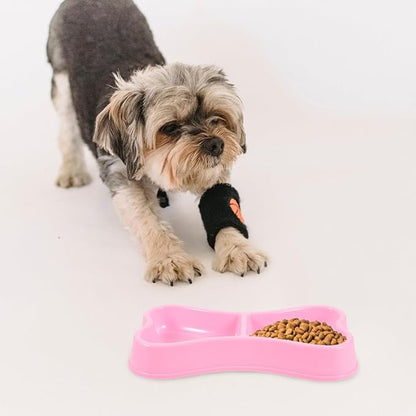 Garneck Pink Plastic Double Dog Bowls for Small Dogs - Durable Puppy Feeder with Water Bowl - for Meals and Hydration Ideal Small Animal Dish Pet Owners