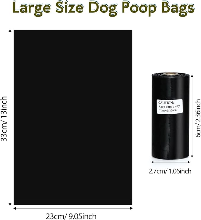 Dog Poop Bags Rolls Refill: TVOOD 280 Count Unscented Doggie Poop Bags with Dispenser Leak Proof and Thick Poo Bag for Pet Waste (Black)