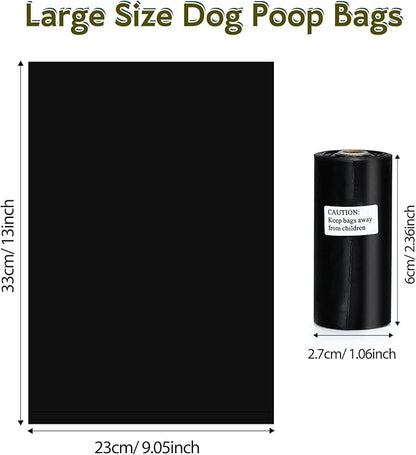 Dog Poop Bags Rolls Refill: TVOOD 280 Count Unscented Doggie Poop Bags with Dispenser Leak Proof and Thick Poo Bag for Pet Waste (Black)