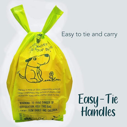 Dog Poop Bag with Handles, Compostable Pet Waste Bags, Easy-Tie, Vegetable-Based Eco-Friendly, Unscented, Extra Thick, Leak Proof, Fits for Dogs and Cat Scoops, 240 Refill Bags, bulk pack