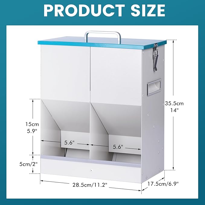 Automatic Cat Feeder for 2 Cat, 42cups/10L Automatic Pet Feeder for Dogs and Cats, Multiple Cats Feeder Outdoor Large Capacity Galvanized Steel Gravity Pet Dog Dry Food Dispenser (10L)