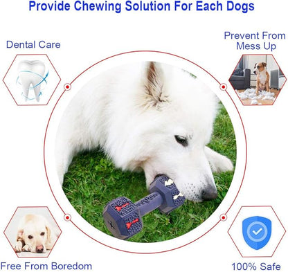 Dog Chew Toys for Aggressive Chewers Indestructible Dog Toys Tough Natural Rubber Dumbbell Toy for Small Medium Large Dogs XLarge Blue