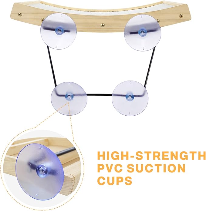 Pecute Cat Window Perch Sisal Scratcher 2 in 1, Cat Hammock for Window Seat with Solid Wood Frame, Iron Bracket, and Heavy Duty Suction Cups, Cat Perch Holds Cats Up to 30lbs