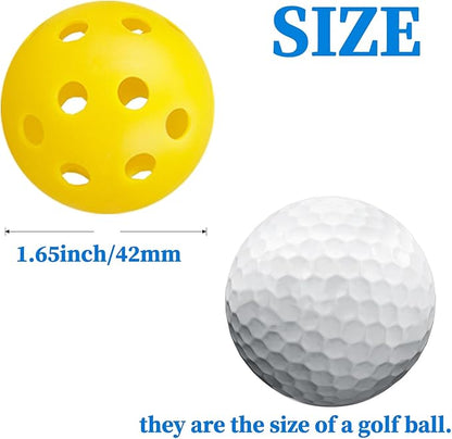 12Pcs Cat Ball Toy, Low Noise No Bells Holey Plastic Cat Balls, Funny Interactive Cats Toys for Indoor Cats, Firm Toy Balls for Kitten Puppy Ferret Bird (1.65", Yellow)