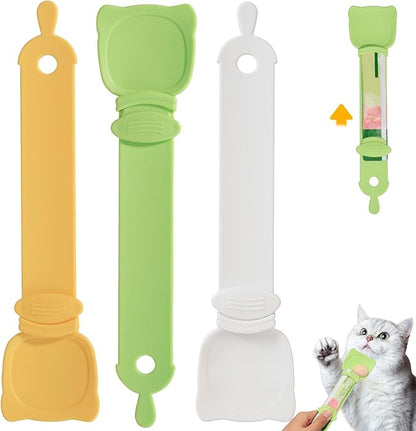 Cat Treat Spoon Squeeze, Sliding Kitten Strip Feeder Suitable for Puree and Delectables Bisque Lickable Wet Cat Treats, 3 Pcs Pet Food Dispenser for Puppies Small Pets