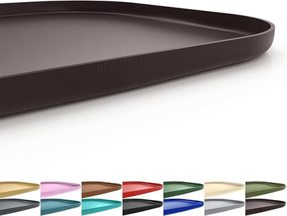 Silicone Pet Feeding Mat with Raised Edge for Food and Water, Dog Bowl Mats, Cat Bowls Placemat with High Lip for Floor Waterproof, Rubber Tray for Cats and Dogs 24 x 16 x0.8 Dark Brown
