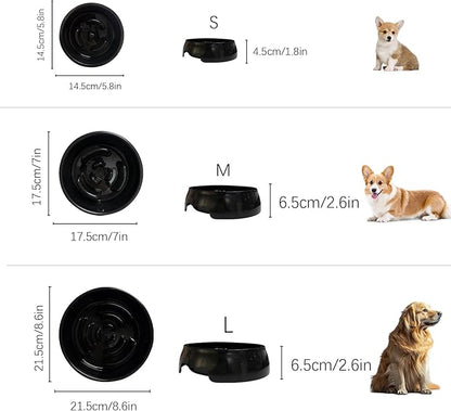 Personalized Slow Feeder Bowl for Dogs & Cats - Custom Name, Non-Slip Bottom, Easy to Clean, Puzzle Food Dish for Puppy & Kitten, Small & Medium Pet Bowls & Plates（Round）