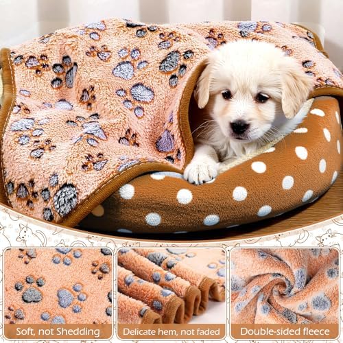 Tegeme 12 Pcs Puppy Blanket for Cat, 30 x 20 Inch, Pink,Beige,Camel - Image 3
