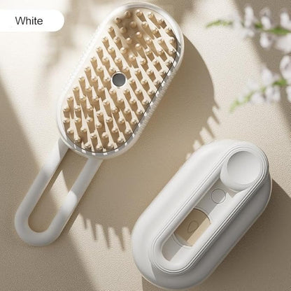 3-in-1 Cat Grooming Brush – Water Spray & Self-Cleaning Shedding Brush for Cats & Dogs – Pet Hair Removal & Massage Comb for Long & Short Hair (white) (Red Box) (Red box)