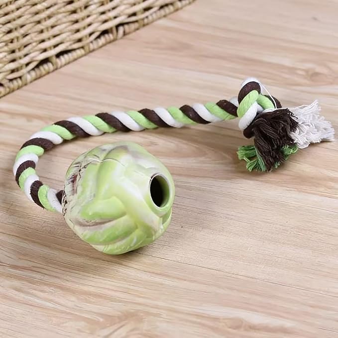 Large Knot Ball Dog Toy, Rubber Ball with Rope, Durable Interactive Fetch and Tug, Dental Cleaning, for Large to Extra Large Dogs