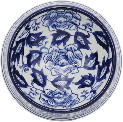 Aimusego Blue and White Flower Pattern Ceramic Dog Food Dish for Small Medium Dogs and Cat,Heavy Non-Slip Porcelain Pet Bowl for Food and Water -6.7inch