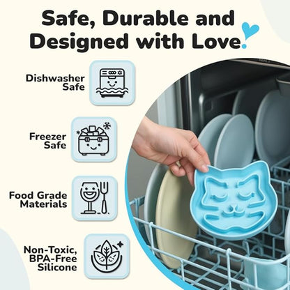 Snuggli Slow Feeder Cat Bowl | Cat Puzzle Feeder for Slow Eating, Mental Enrichment, Digestion, & Bloat Relief | Non-Slip Silicone, Dishwasher Safe, 1 Cup (Lagoon)