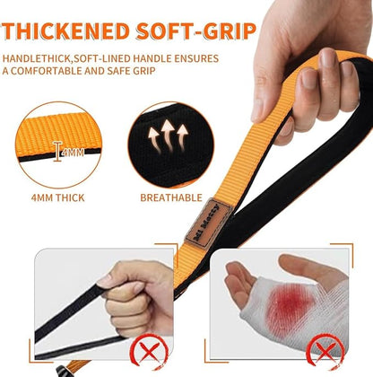 Heavy Duty Dog Leash, Chew Proof Metal Leash for Large Dogs (Up to 250lbs), WireRope Dog Leashes with Soft Silicone Grip (Orange Short, 18IN)