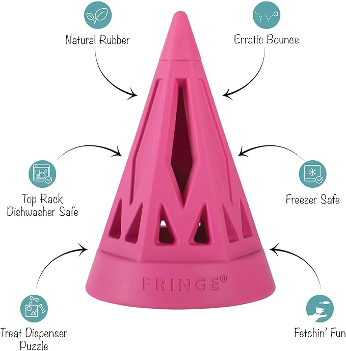 Fringe Studio You Cone DO IT! HOT Pink Rubber Dog Toy, Pet Shop Collection (518039)