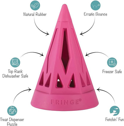 Fringe Studio You Cone DO IT! HOT Pink Rubber Dog Toy, Pet Shop Collection (518039)