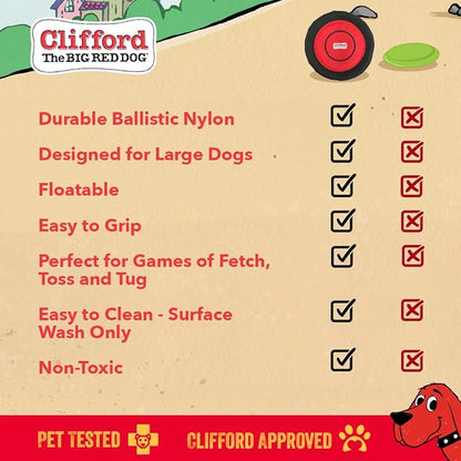 Clifford® Flying Disc Frisbee Dog Toy for Aggressive Chewers | 9.25" Durable Dog Frisbee | Quality, Strong Nylon Frisbee for Dogs for Fetch, Toss and Tug
