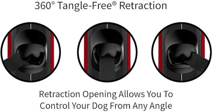 TUG Oval 360° Tangle-Free Retractable Dog Leash with Integrated Waste Bag Dispenser (Medium, Red)