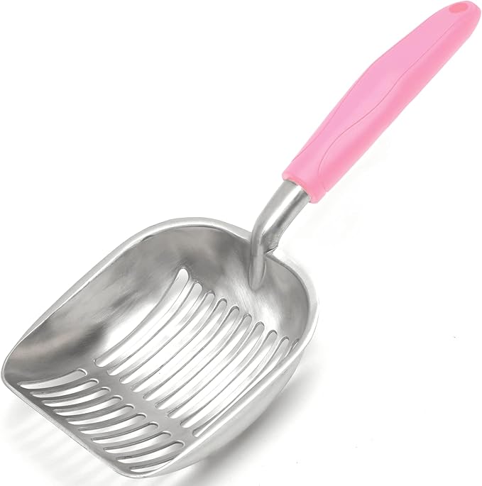 Cat Litter Scoop, Kitty Metal Scooper, Aluminum Alloy Sifter, Kitten Pooper Lifter, Deep Shovel, Long Handle, Poop Sifting, Durable, Heavy Duty, for Litter Box